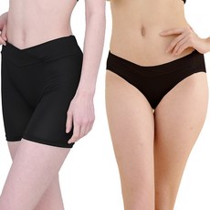 PETITMARIEE 人造絲V型包覆低腰內褲 + 四角內褲套組