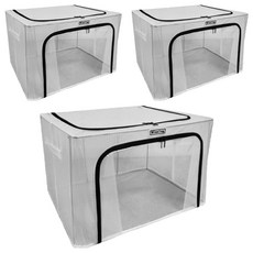 MINEING 大容量PVC Morning生活收納箱, 3個, 透明 + 海軍藍