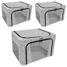 MINEING 大容量花朵收納箱, 3個, 透明 + 棕色