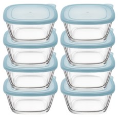 발룬피니 원터치 크리스탈 유리 밀폐용기, 8개, 350ml