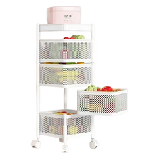 어무드 이동식 회전형 수납 트롤리 4단, 화이트