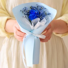 ScentBasket 香皂玫瑰星辰花鮮花永生花單支花束, 藍色