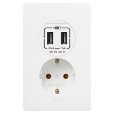 Legrand 羅格朗 Tavien Simple 嵌入式插座 1孔 & USB 連接埠 2埠 白色, 1個