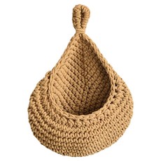 壁掛式棉繩藤編籃, 1個, 棕色