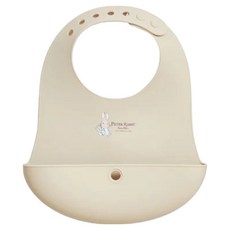 奇哥 比得兔矽膠收納圍兜 矽膠圍兜/吃飯圍兜/寶寶圍兜, 米色