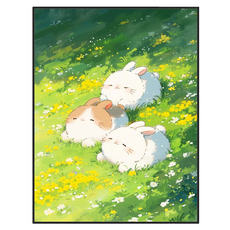 Taminayo 可愛 DIY 繪畫 30 x 40 cm, 1個, 吹著風的兔子