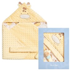 奇哥 天絲豆趣包巾禮盒 寶寶新生兒禮/滿月禮/彌月禮/豆豆蓋毯/寶寶毯 包巾 + 包巾綁帶 + 手搖鈴, 黃色