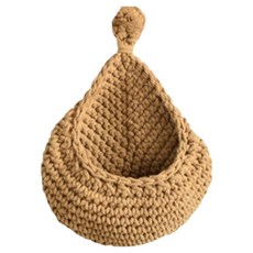 壁掛式棉繩藤編籃, 1個, 棕色