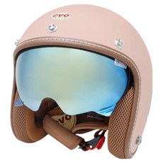 EVO 艾莉莎涼感系 內鏡復古騎士安全帽 附冰絲面罩, 杏桃粉