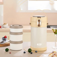 柏洛斯 分體式保溫飯盒 2.4L, 珍珠白, 1個