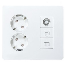 Legrand 羅格朗 Tavien 白色 Simple 整合式插座 2孔插座 + CATV + 8P + 8P, 1個