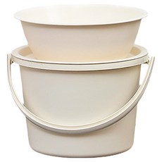 葉子小舖 帶蓋水桶加厚塑膠水盆 大, 米色, 1個