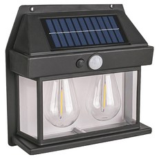 小麥購物 太陽能復古壁燈 雙燈款 C624 336g, 黑色