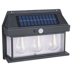 小麥購物 太陽能復古壁燈 三燈款 C624 466g, 黑色