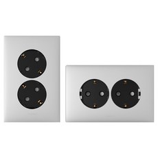 Legrand 羅格朗 Apella Simple 45度插銷式嵌入式2孔插座 + 橫向型嵌入式2孔插座 套組 銀色, 1套