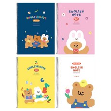 pinkfoot 2000跳舞熊3線英文筆記本 4種組, 1套, 混色