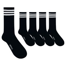 가파치 여성용 삼선 장목 스포츠 논쿠션 양말 5켤레, 블랙, 블랙, 블랙, 블랙, 블랙, 5개