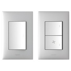 Legrand 羅格朗 Apela 銀色 Simple 開關 1開 + 2開 下方 FAN 套組, 1套