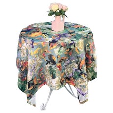 美式復古油畫風茶几桌巾, 132 x 132cm, 1條, 油畫風