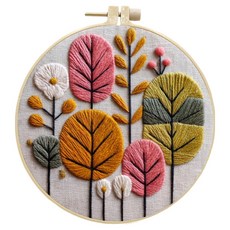 Tappia Pick & Home 可愛植物法式刺繡材料包, 1個, 粉紅色綠色