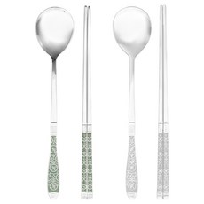 SMF 陶瓷夫妻餐具組, 青瓷 + 白瓷, 湯匙 2支 + 筷子 2雙, 1組