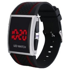 Pick Deal 簡約運動手錶, 黑紅色, 1個