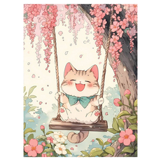 타미나요 깔끔한 DIY 그림그리기 30 x 40 cm, 그네타는 정면 고양이, 1개