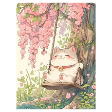 Taminayo 簡潔DIY數字油畫 40 x 50 cm, 1個, 盪鞦韆的側面貓咪