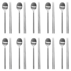 HANIL STAINLESS STEEL 奧丁餐具組 304J1, 1套, 湯匙 10p + 筷子 10雙, 不鏽鋼