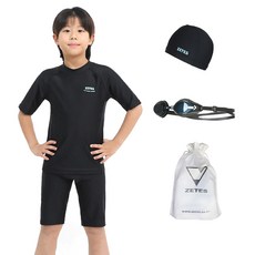 zetessport 男童室內短袖防磨衣上下身套裝 1581 + 泳帽 + 泳鏡 + 收納袋