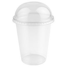 Draw Life 甜點 PET 冰杯 92mm x 14cm 330ml + 無孔圓頂蓋套組, 1套, 100入