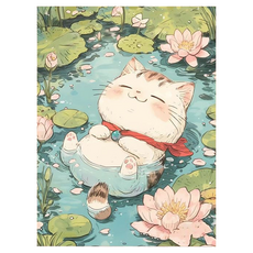 타미나요 깔끔한 DIY 그림그리기 40 x 50 cm, 물 둥둥 고양이, 1개