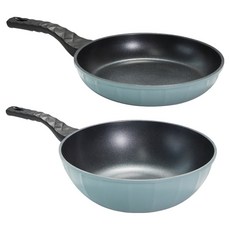 CHEFLINE 義大利式IH平底鍋2件組, 24cm平底鍋 + 26cm炒鍋, 天空藍, 1套