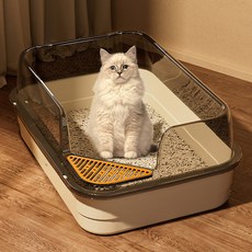 DING DONG PET 貓咪 Sand Flower 大容量貓砂盆, 1個, 奶油色