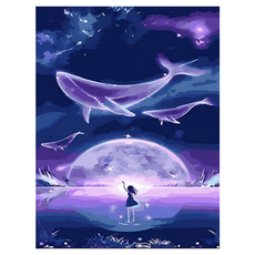 Taminayo 風格獨具的DIY數字油畫 40 x 50 cm, 1個, 鯨魚之夢