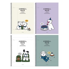 핑크풋 꼬망 칸 넓은 코넬노트 4종 세트, ivory, purple, white, blue, 4개
