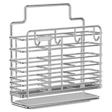 小麥購物 不鏽鋼筷子筒帶接水盤 三格帶掛鉤款 L325, 1個, 銀色