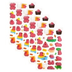 MS 軟Q果凍水豚貼紙, 粉紅色, 5個