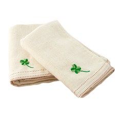 SHING LONG TEXTILE 台灣興隆毛巾 幸運草有機棉紗布童巾, 米白色, 2條