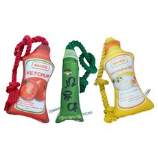 毛皇上 棉繩玩具 醬料3件組, 1組, 番茄醬 + 綠芥末 + 蛋黃醬