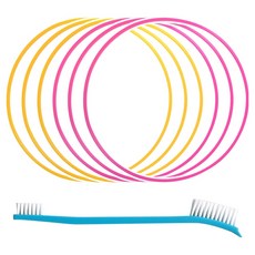 깔끔왕 실리콘 식판뚜껑 고무패킹 교체키트 4mm 2종 + 세척솔 세트, 핑크, 노랑, 1세트, 실리콘 6p + 세척솔