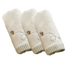 SHING LONG TEXTILE 台灣興隆毛巾 繡蜜蜂有機棉方巾, 3條, 米白色