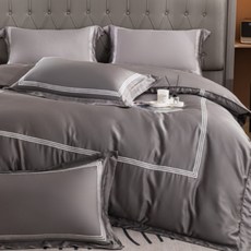 Aaron艾倫生活家 素色刺繡系列 頂級60支100%萊賽爾天絲TM床包枕套3件組
