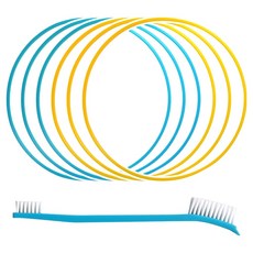 깔끔왕 실리콘 식판뚜껑 고무패킹 교체키트 5mm 2종 + 세척솔 세트, 블루, 노랑, 1세트, 실리콘 6p + 세척솔