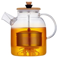 JAR 嚴選 舞茶304不鏽鋼濾網耐熱玻璃壺/泡茶壺/花茶壺 電磁爐瓦斯爐適用, 透明色, 1個, 1.6L