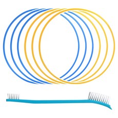 깔끔왕 실리콘 식판뚜껑 고무패킹 교체키트 4mm 2종 + 세척솔 세트, 블루, 노랑, 1세트, 실리콘 6p + 세척솔