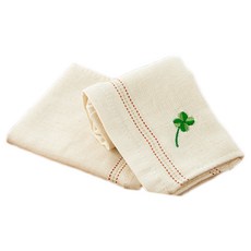 SHING LONG TEXTILE 台灣興隆毛巾 幸運草有機棉紗布手帕巾, 米白色, 2條