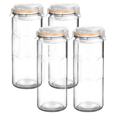 Balunfini 多功能圓形罐子玻璃保存瓶, 1.5L, 4個