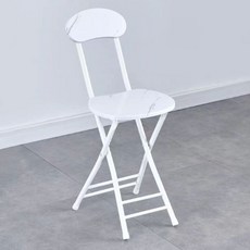 바이비드 가정용 원형 접이식 대리석시트 의자, 화이트, 1개