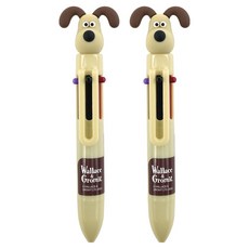 핑크풋 W & G 피규어 미니 6색볼펜 0.5mm, 그로밋, 2개